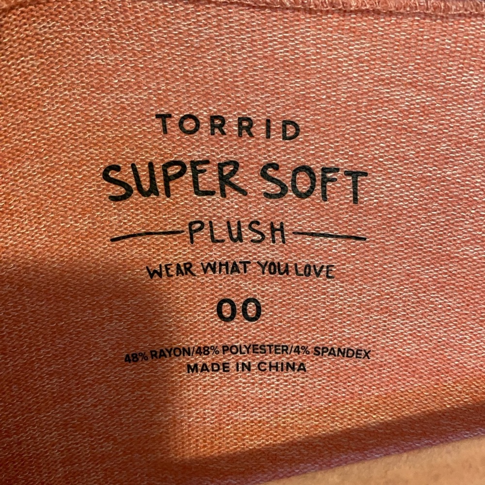 Torrid size 00x 10 M/L Super Soft Plush V-Neck Long Sleeve Top - Picture 6 of 8